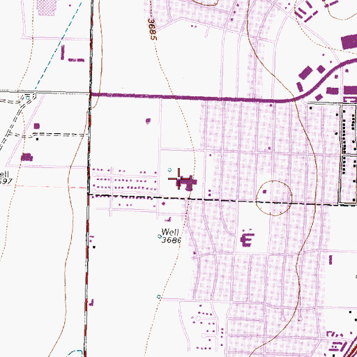 Topographic Map of Bonham Middle School, TX