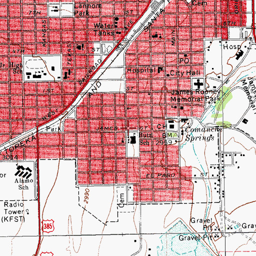 Topographic Map of Butz Education Center, TX