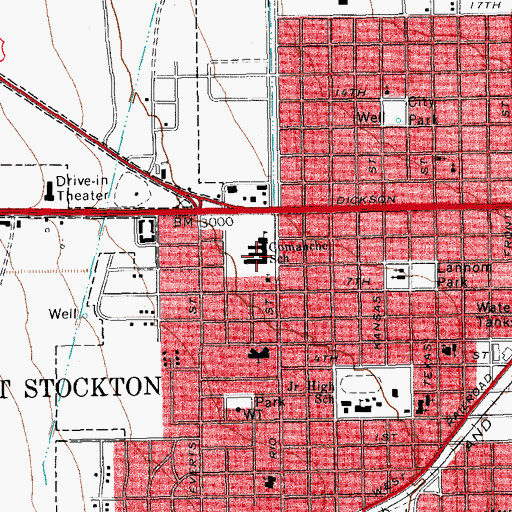Topographic Map of Comanche Elementary School, TX