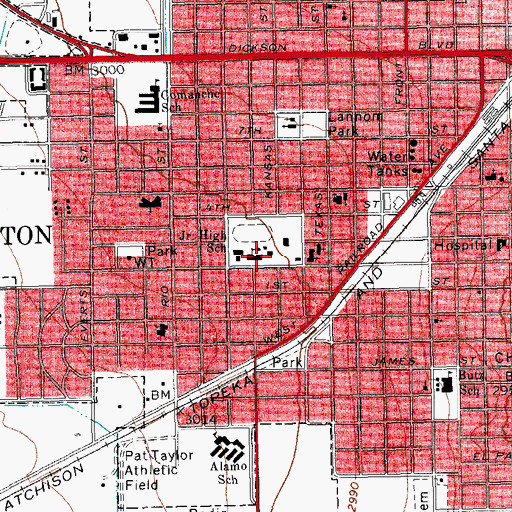 Topographic Map of Fort Stockton Intermediate School, TX