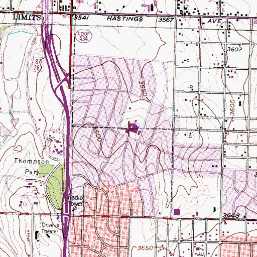 Topographic Map of Hamlet Elementary School, TX