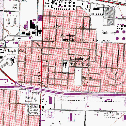 Topographic Map of Humphrey's Highland Elementary School, TX