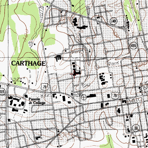 Topographic Map of Carthage Junior High School, TX