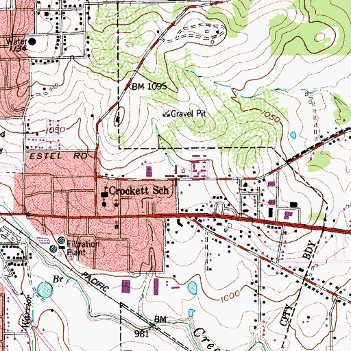 Topographic Map of Crockett Elementary School, TX