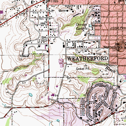 Topographic Map of Hall Junior High School, TX
