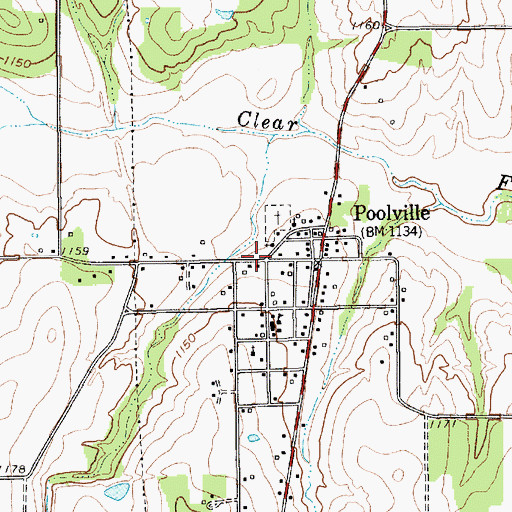 Topographic Map of Poolville Elementary School, TX