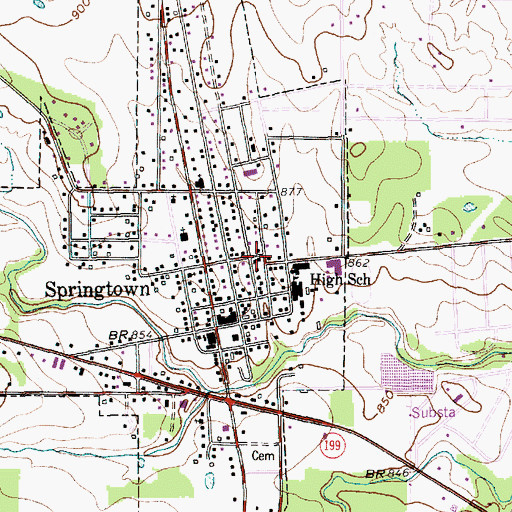 Topographic Map of Springtown Hinkle Elementary School, TX