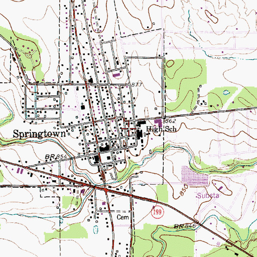 Topographic Map of Springtown Lipstreu Elementary School, TX