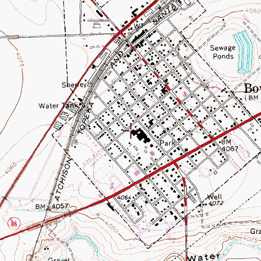 Topographic Map of Bovna Elementary School, TX