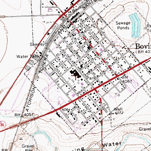 Topographic Map of Bovina High School, TX