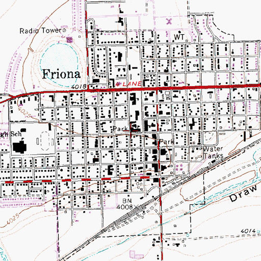 Topographic Map of Friona Elementary School, TX