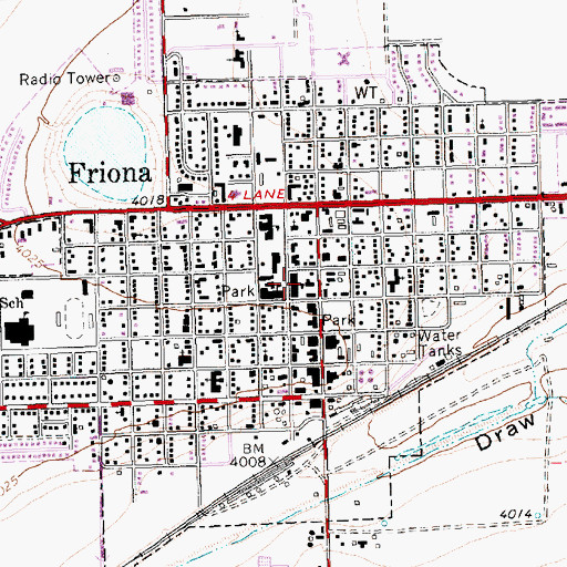 Topographic Map of Friona Primary School, TX