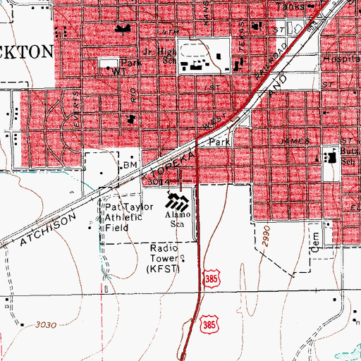 Topographic Map of Alamo Elementary School, TX