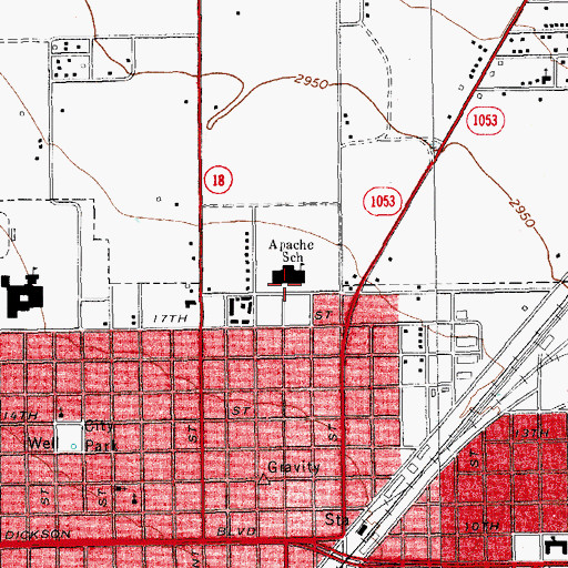 Topographic Map of Apache Elementary School, TX