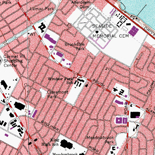Topographic Map of Windsor Park Gifted and Talented School, TX