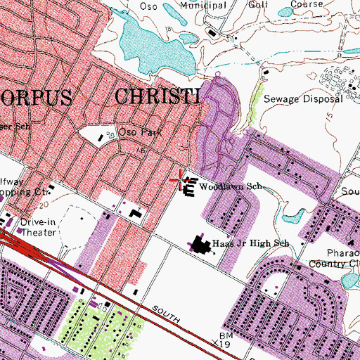 Topographic Map of Woodlawn Elementary School, TX