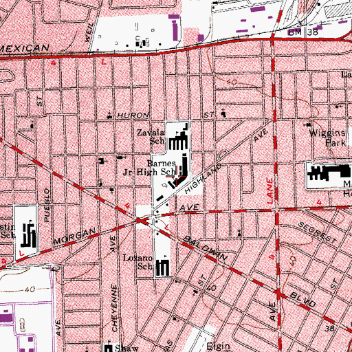 Topographic Map of Zavala Elementary School, TX