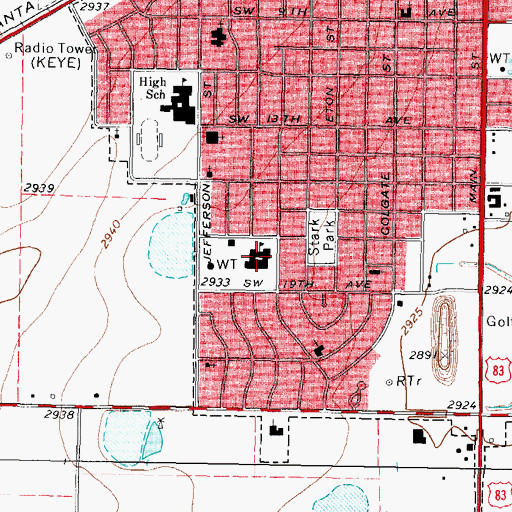 Topographic Map of James L Wright Elementary School, TX