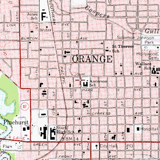 Topographic Map of Anderson Elementary School, TX