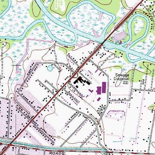 Topographic Map of Bridge City High School, TX