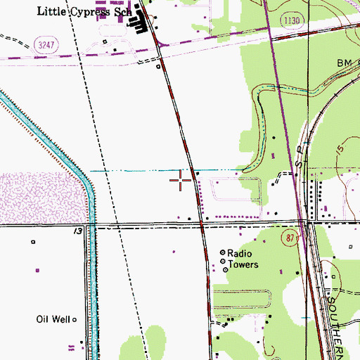 Topographic Map of Little Cypress Elementary School, TX