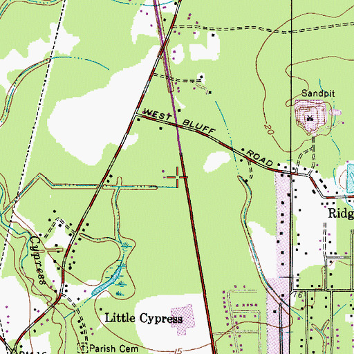 Topographic Map of Little Cypress - Mauriceville High School, TX