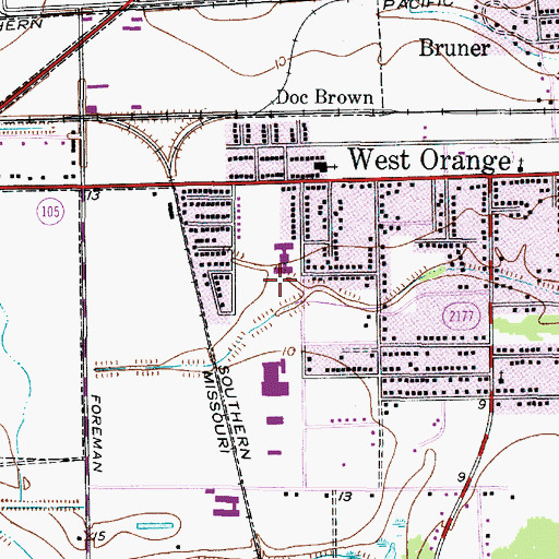 Topographic Map of Oates Elementary School, TX