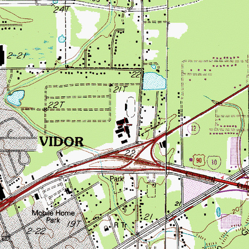 Topographic Map of Vidor Junior High School, TX