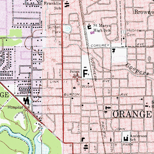 Topographic Map of West Orange - Cove Education Center, TX