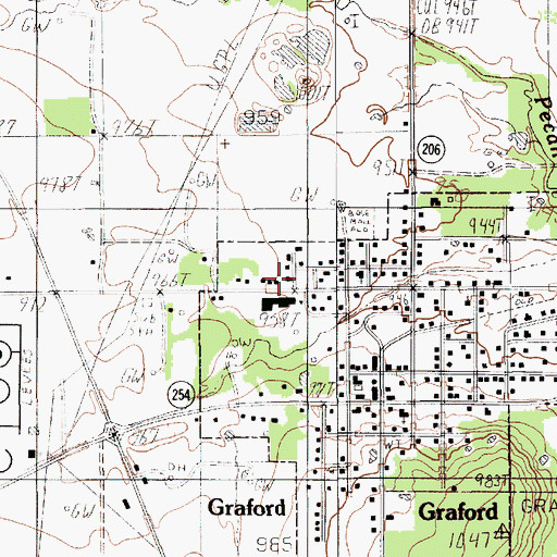 Topographic Map of Graford High School, TX