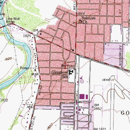 Topographic Map of Glenmore Elementary School, TX