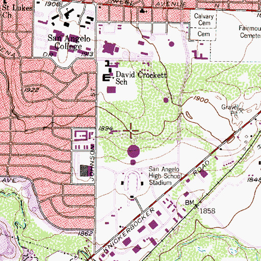 Topographic Map of John H. Glenn Junior High School, TX