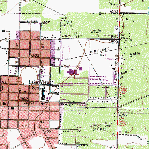 Topographic Map of Lake View High School, TX