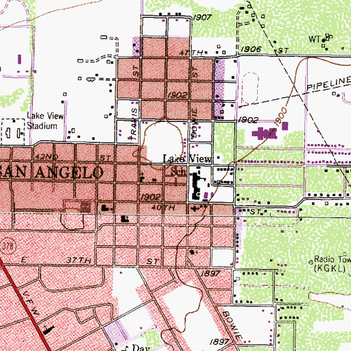 Topographic Map of Lincoln Junior High School, TX