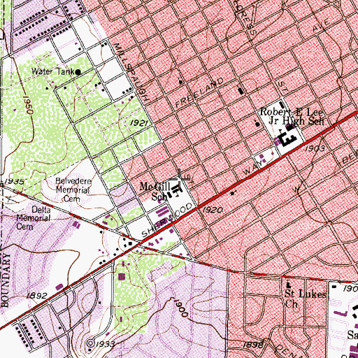Topographic Map of McGill Elementary School, TX