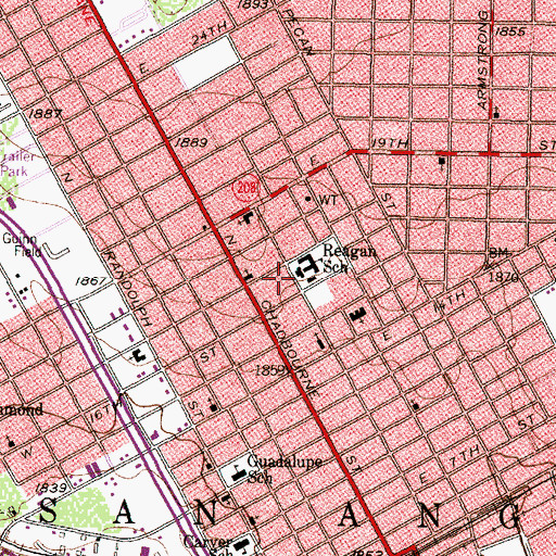 Topographic Map of Reagan Elementary School, TX