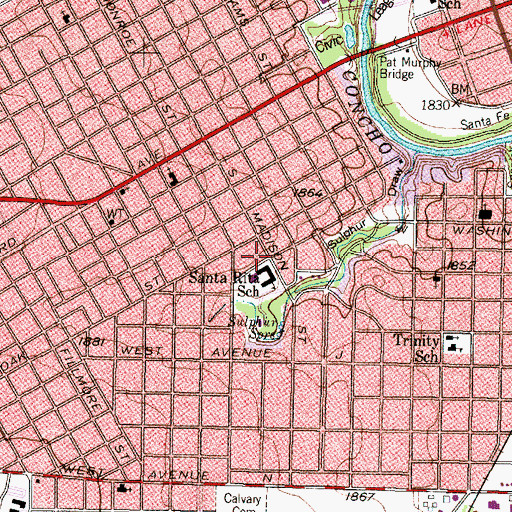 Topographic Map of Santa Rita Elementary School, TX