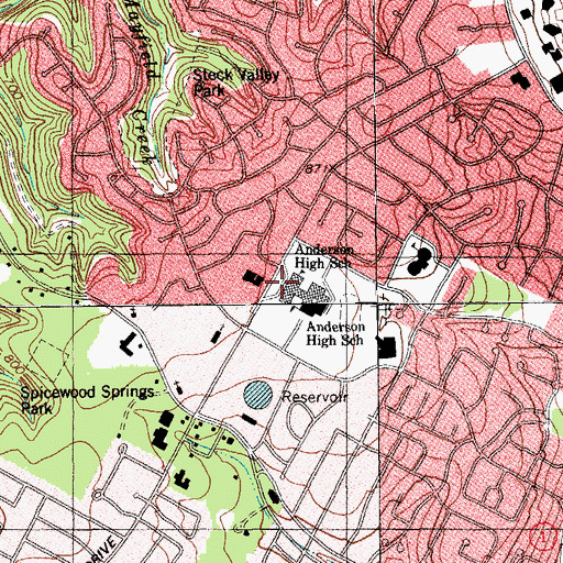 Topographic Map of Anderson High School, TX