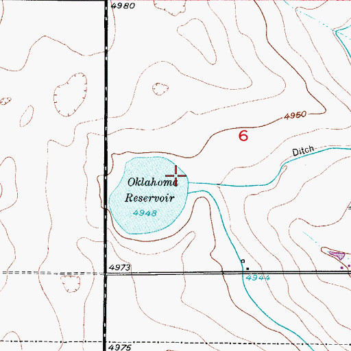 Topographic Map of Oklahoma Lake Dam, CO