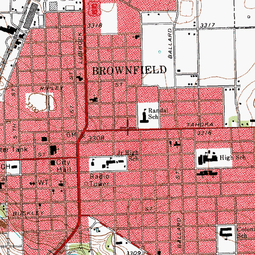 Topographic Map of Union Campus, TX