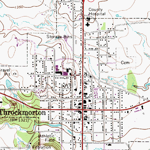 Topographic Map of Throckmorton High School, TX