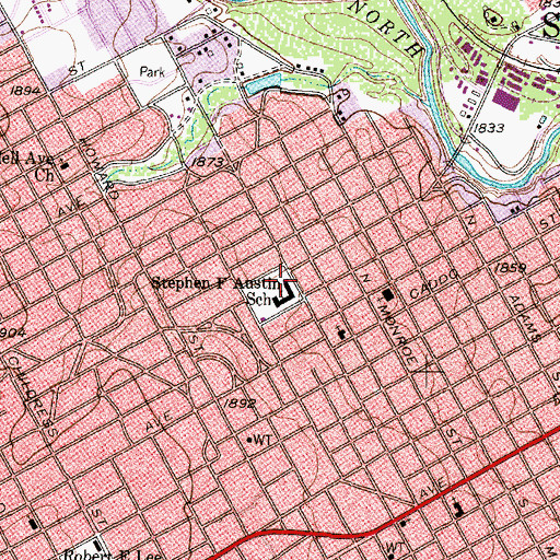 Topographic Map of Austin Elementary School, TX