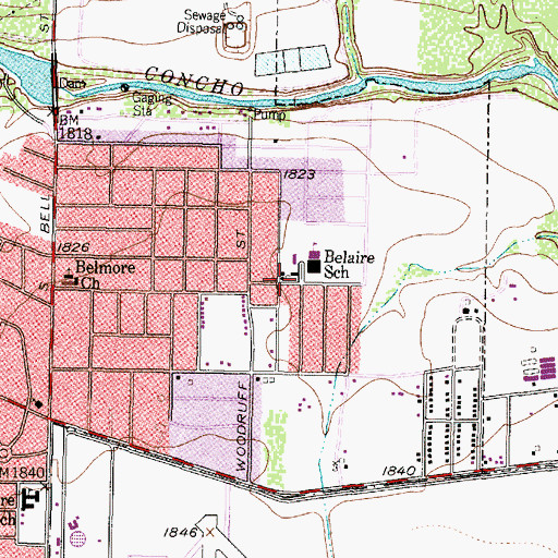 Topographic Map of Belaire Elementary School, TX