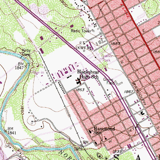 Topographic Map of Blackshear Elementary School, TX