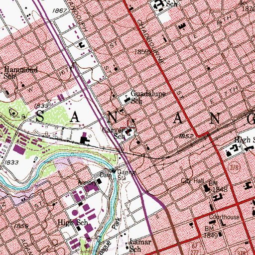 Topographic Map of Carver Alternative Learning Center, TX