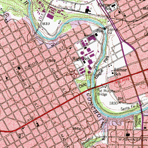 Topographic Map of Central High School, TX