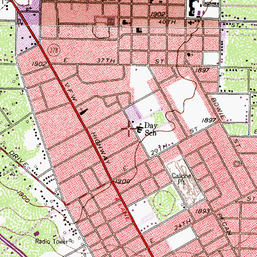 Topographic Map of Day Elementary School, TX