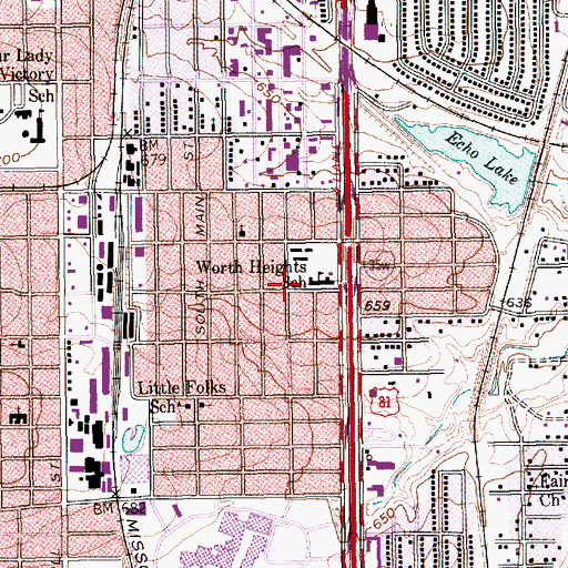 Topographic Map of Worth Heights Elementary School, TX