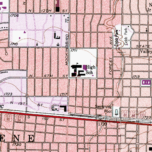 Topographic Map of Abilene High School, TX