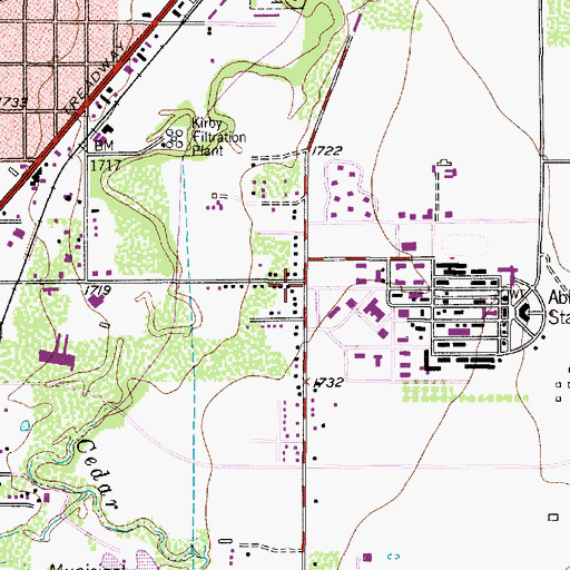 Topographic Map of Abilene State School, TX